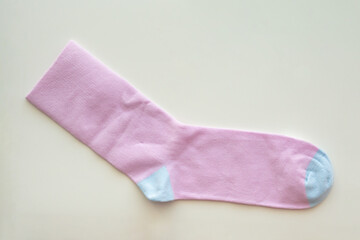 Purple cotton sport socks on white background