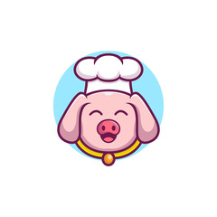 Cute Chef Pig Logo Template using modern style vector view