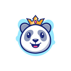 King Cute Panda Logo Template using modern style vector view