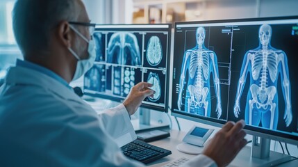 Radiologist Analyzing Medical Imaging in High-Tech Lab