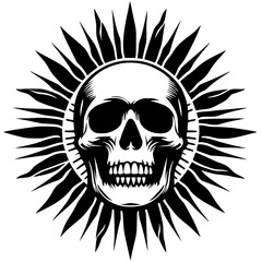 Skull in the sun illustration