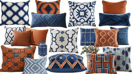Fototapeta premium collection Set of different decor styles cushion or pillow on white background