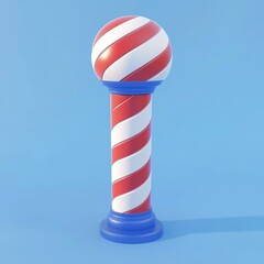 3D Barber Pole Icon: Classic Barbershop Illustration Logo