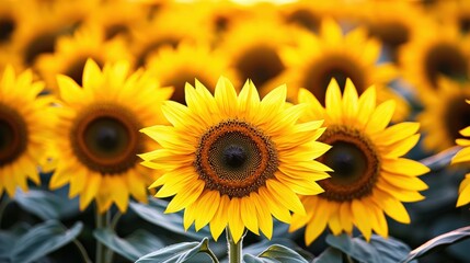 Fototapeta premium Sunflowers Field Blooming in Summer
