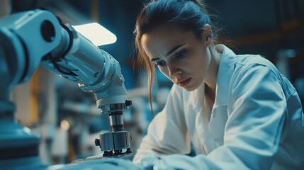 Young Scientist Working with Advanced Technology Equipment