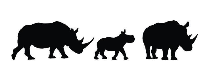 The set of silhouettes of big rhinoceroses.
