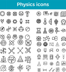 Physics Icon Line Scientific Concepts Icon Laboratory Equipment Icon Science Education Icon Vector