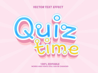 Editable text effect quiz time and quiz tips 3d cartoon template style premium vector. Banner template for social media posts, mobile apps, banners design, web or internet ads.	Print