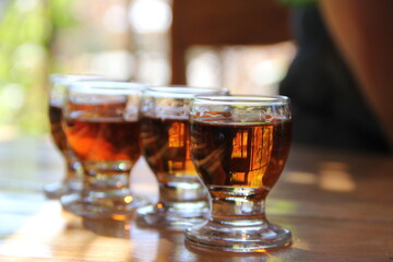 Rustic drinks and rural mountain landscapes