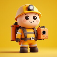 Fototapeta premium 3D Mine Surveyor Icon: Measurement and Mapping Tool Illustration Logo