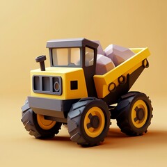 Obraz premium 3D Mining Cart Icon: Ore Transport Vehicle Illustration Logo