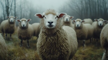 Obraz premium A herd of sheep in the dutch countryside