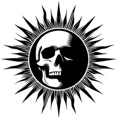 Sun skull symbol silhouette