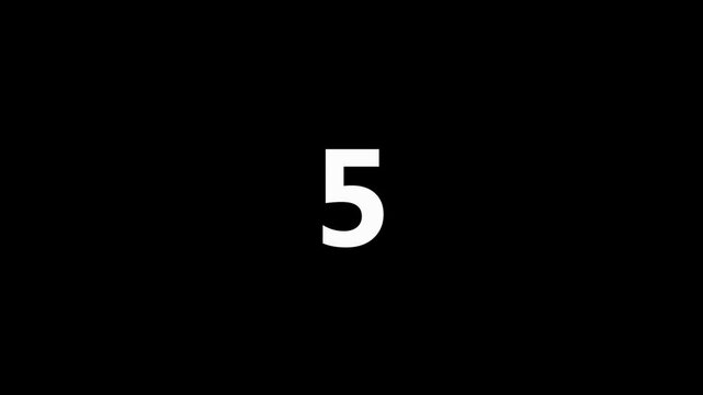 5sec count down animation. neon color pop style counter. 4k animation