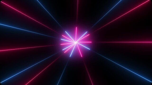 Pink Purple blue light trail running, Flight Through the space.  Bright reflection neon light. Simple bright background, sci fi