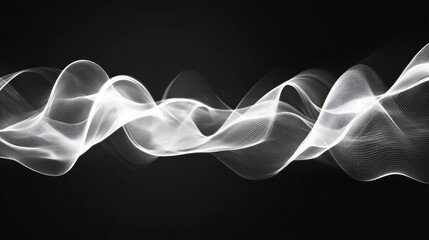 A long, white wave is shown on a black background