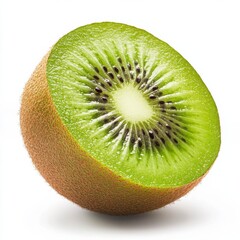 Fresh ripe kiwi fruit cut open showing green flesh and black seeds