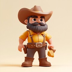 3D Prospector Icon: Miner Searching for Gold Illustration Logo