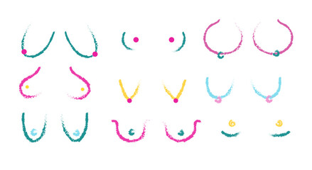 Abstract Line Art of Female Breast Shapes. Minimalist Design Highlighting Body Diversity and Beauty