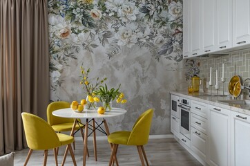 A beautiful kitchen table in minimal wood stylish design..