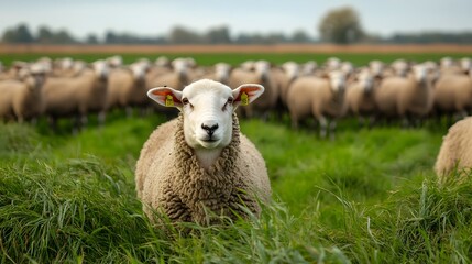 Fototapeta premium A herd of sheep in the dutch countryside