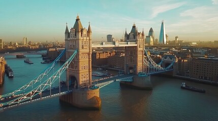 The iconic Tower Bridge graces the vibrant city of London, showcasing its magnificent architecture against the backdrop of this historic and modern metropolis
