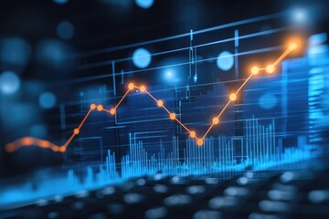 Dynamic financial growth chart showcasing data analytics, trends, and statistics in a modern digital environment.