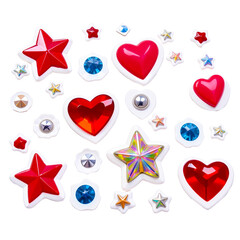Red Heart and Star Stickers 