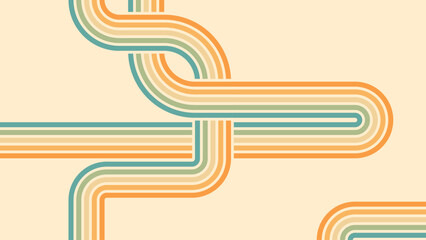 Abstract background of rainbow groovy Wavy Line design in 1970s Hippie Retro style. Vector pattern ready to use for cloth, textile, wrap and other.