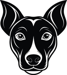 A dog head silhouette and face logo icon symbol vector graphic illustration