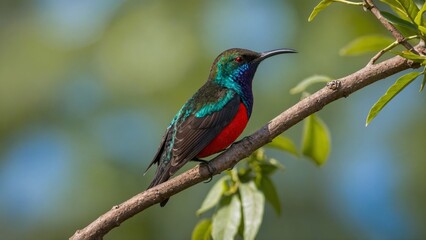 Obraz premium red - breasted roller on branch