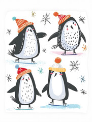 New Year and Christmas card, graphic advertising backgrounds in a doodle 2D illustrator style.