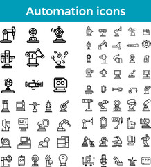 Automation Icons Line Mechanism Icon Robotics Icon Process Icon Control Icon Vector