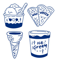 hand drawn cute element about ice cream