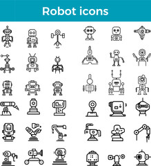 Robot Icons Line Android Icon Machine Icon Automation Icon Character Icon Vector