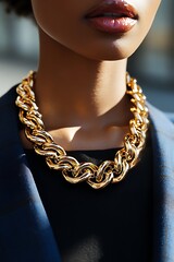 Chunky gold necklace statement accessory, ss2025