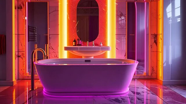 Cyber Deformation Animation of an Elegant Bathroom, Hyper Detailed