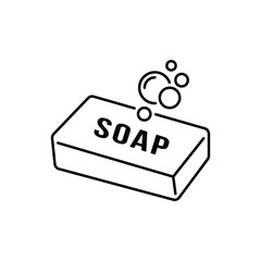 soap bar and bubble line icon vector