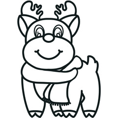 Minimalist Outline Drawing of a Christmas, Elegant Design, Cute hand drawn.
