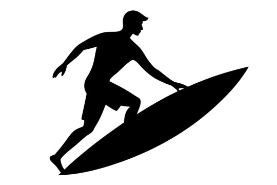 recommend clip art: Surfer | vector silhouette illustration on white background