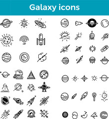 Galaxy Icons Line Space Icon Cosmos Icon Astronomy Icon Vector
