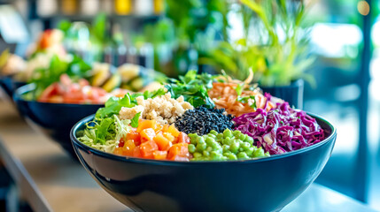Colorful and healthy buddha bowl full of fresh ingredients