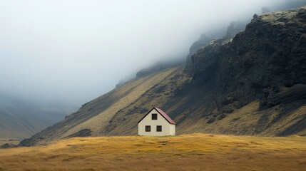 a lonely house standing among the northern fjords