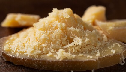 A rustic view of Parmesan cheese texture