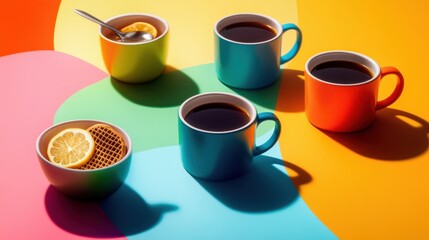 The Colorful Coffee Cup Arrangement