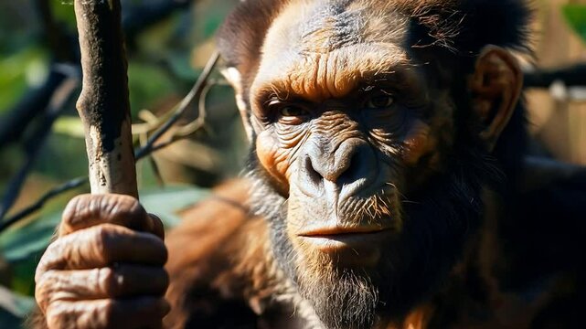An extinct species of an early human, primitive man, early human existence, tools, culture, and survival in the ancient epochs of our evolutionary past	