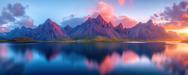 Serene Mountain Reflection at Sunset
