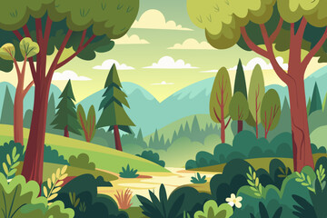 Hand drwn forest illustration