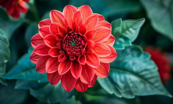 A red flower with green leaves Video