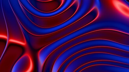 Abstract background with red and blue flowing curves..